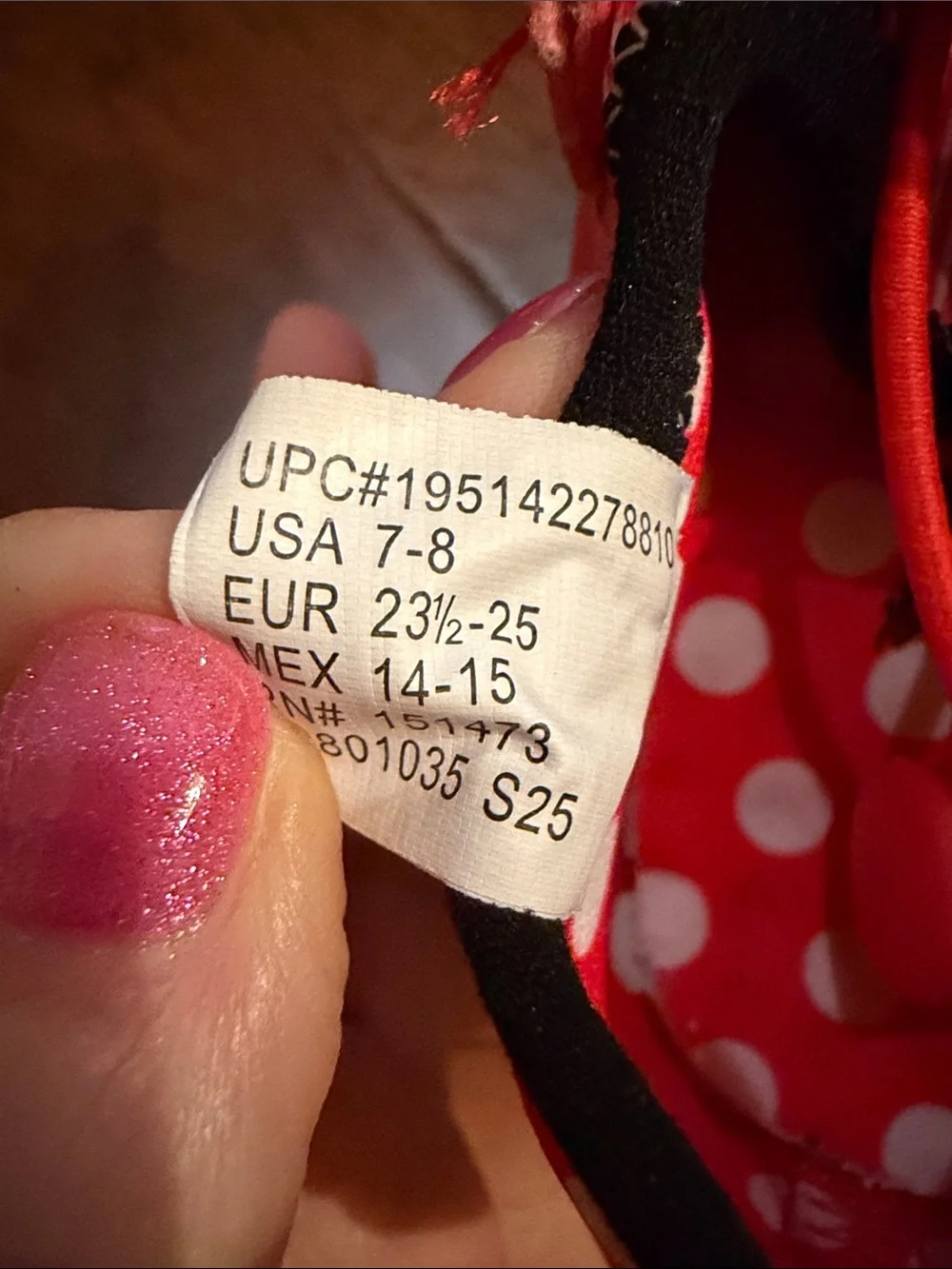 Disney Minnie Mouse Red and White Striped Water Shoes with Heart Charm